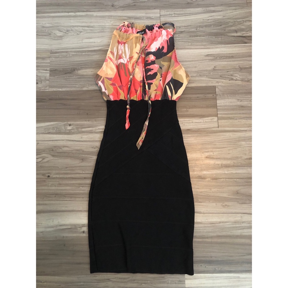 Bebe Fitted Bodycon Multi Pink Black Dress XS